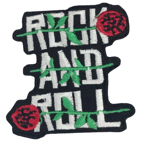 Bebuz Rock and Roll mit Blumenstickerei Bügelbilder für Kleidung Aufnäher Applikation für DIY Handwerk Denim Jacken Jeans Rucksäcke Bebuz Rock and Roll mit Blumenstickerei Bügelbilder für Kleidung Aufnäher Applikation für DIY Handwerk Denim Jacken Jeans Rucksäcke von Be Buz