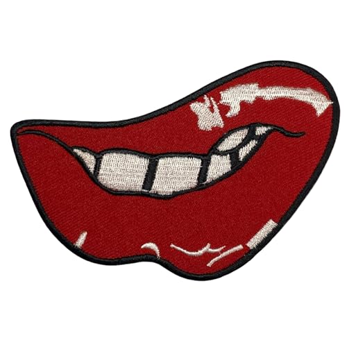 Bebuz Rote Lippen Stickerei Bügelbilder für Kleidung Aufnäher Applikation für DIY Handwerk Denim Jacken Jeans Rucksäcke von Be Buz