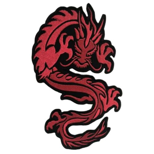 Bebuz Roter Drache Stickerei Bügelbilder für Kleidung Aufnäher Applikation für DIY Handwerk Denim Jacken Jeans Rucksäcke von Be Buz
