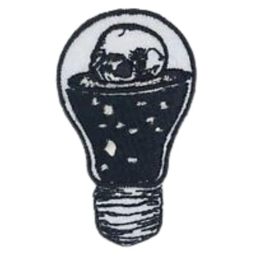 Bebuz Skull in a Bulb Badge Embroidery Iron on Patches for Clothing Sew-On Applique for DIY Crafts Denim Jackets Jeans Backpacks von Be Buz