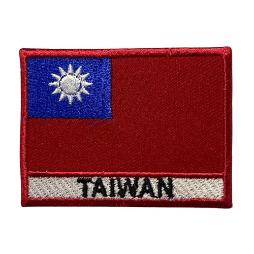 Bebuz Taiwan-Flagge mit Namensaufnäher, bestickt, zum Aufbügeln oder Aufnähen, Stoffreparaturflicken, taktische Militär-Flicken – Emblem von Be Buz