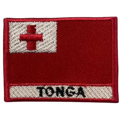 Bebuz Tonga-Flagge mit Namen, bestickt, zum Aufbügeln oder Aufnähen, Stoffreparatur-Flicken – Emblem von Be Buz