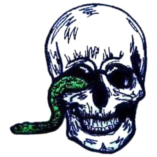 Bebuz Totenkopf mit Schlange Stickerei Bügelbilder für Kleidung Aufnäher Applikation für DIY Handwerk Denim Jacken Jeans Rucksäcke von Be Buz