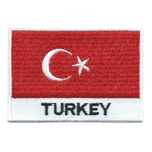 Bebuz Türkei-Flagge mit Namen, bestickt, zum Aufbügeln oder Aufnähen, Stoffreparatur-Flicken – Emblem Bebuz Türkei-Flagge mit Namen, bestickt, zum Aufbügeln oder Aufnähen, Stoffreparatur-Flicken – Emblem von Be Buz
