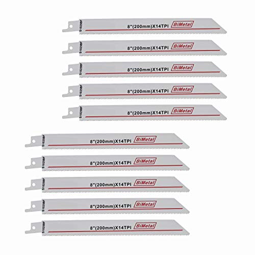 Be In Your Mind 10 Stück R825BF Säbelsäbelsägeblätter 14TPI 200mm 1,8mm Teilung S1025BF Schwere Bi-Metall-Sägeblätter Be In Your Mind 10 Stück R825BF Säbelsäbelsägeblätter 14TPI 200mm 1,8mm Teilung S1025BF Schwere Bi-Metall-Sägeblätter von Be In Your Mind