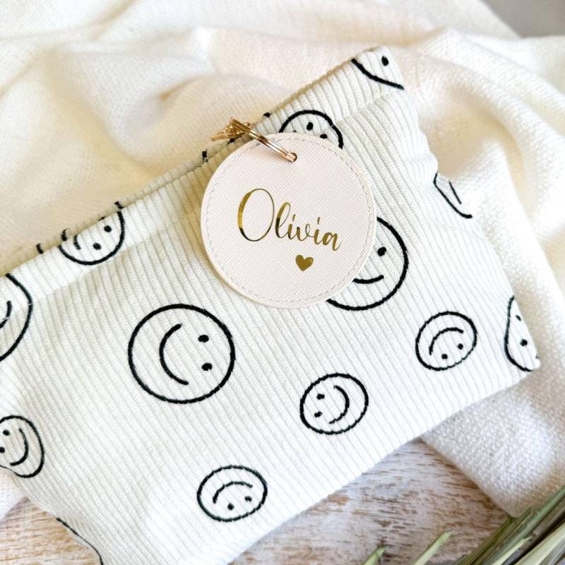 Geschenkset Smile | Kosmetiktasche Und Schlüsselanhänger Geschenk Zum Geburtstag Freundin, Schwester, Mama, Kollegin Geburtstagsgeschenk von BeBonnieShop
