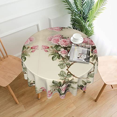 Runde Tischdecke, rosa Vintage-Rose, ölbeständige Tischdecke für Picknick, Camping, Party, Küche, Esszimmer, 152,4 cm Runde Tischdecke, rosa Vintage-Rose, ölbeständige Tischdecke für Picknick, Camping, Party, Küche, Esszimmer, 152,4 cm von BeNtli