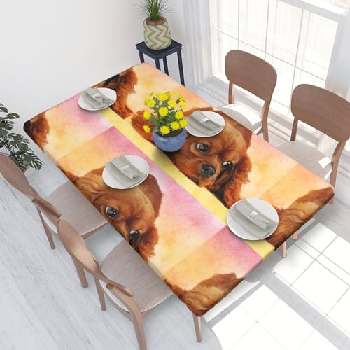 Tischdecke, wasserdichte Tischdecke mit elastischen Kanten, 1,2 m für die Küche, Cavalier King Charles Spaniel Tischdecke, wasserdichte Tischdecke mit elastischen Kanten, 1,2 m für die Küche, Cavalier King Charles Spaniel von BeNtli