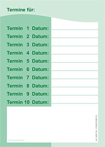 10 Terminblöcke maxi mit 10 Terminfelder DIN A6, 500 Terminzettel, in grün, tb602 von BeWeSt