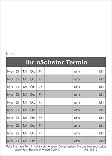 10 Terminblöcke maxi mit 10 Terminfelder DIN A6, 500 Terminzettel, in schwarz-weiß, tb610 von BeWeSt