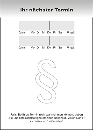 10 Terminblöcke mit je 50 Terminzettel, Terminblock tb170 Rechtsanwalt Steuerberater von BeWeSt