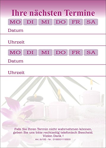 10 Terminblöcke mit je 50 Terminzettel, Terminblock tb185 für Kosmetik Wellness Massage von BeWeSt