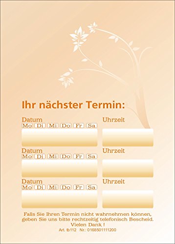 10 neutrale Terminblöcke mit je 50 Terminzettel, Terminblock tb112 orange Blüten Style von BeWeSt
