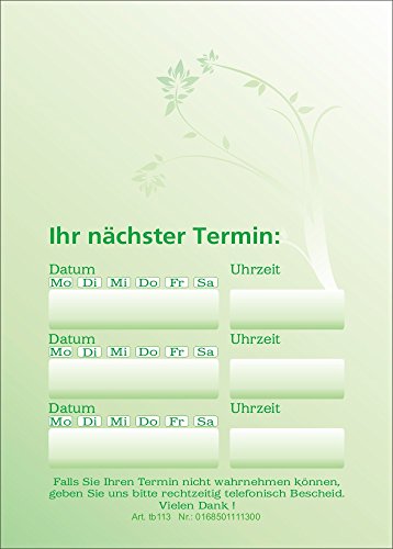 10 neutrale Terminblöcke mit je 50 Terminzettel, Terminblock tb113 mintgrün Blüten Style von BeWeSt