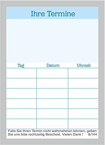 10 neutrale Terminblöcke mit je 50 Terminzettel, Terminblock tb144 blau Heilpraktiker und andere Berufe von BeWeSt