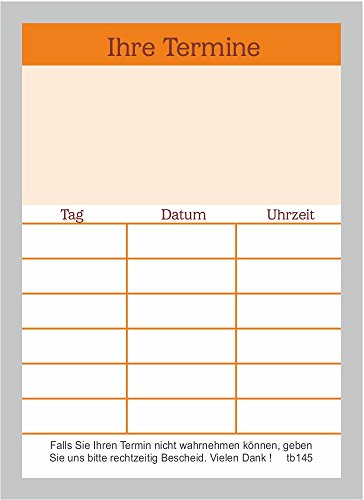 50 neutrale Terminblöcke mit je 50 Terminzettel, Terminblock tbtb145 orange Heilpraktiker und andere Berufe … von BeWeSt