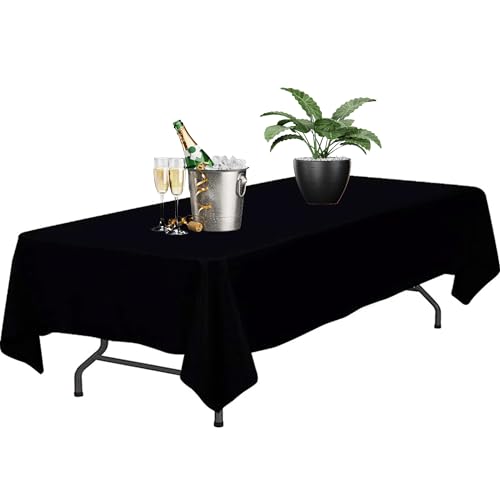 Bea's Party Tischdecke schwarz, abwaschbare tischdecke rechteckig, Polyester Fabrik für Geburtstag, Hochzeit, Bankett, Restaurant (SCHWARZ, 152cm x 320cm) von Bea's Party