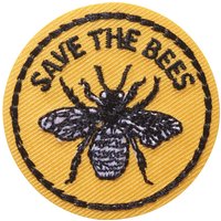 Bügelapplikation "Save the Bees" von Gelb