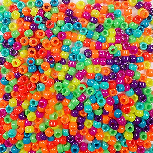 Bold & Bright undurchsichtige Pony-Perlen, hergestellt in den USA, 6 x 9 mm, Kunststoffperlen für Banner, Konzert-Festival-Armbänder, Halsketten, Schlüsselanhänger und Schmuck, Haarflechten, Kunst und von Bead Bee