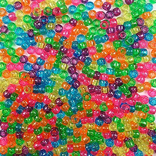 Bunte Glitzer-Pony-Perlen, hergestellt in den USA, 6 x 9 mm, Kunststoff-Bastelperlen für Banner, Konzert-Festival-Armbänder, Halsketten, Schlüsselanhänger und Schmuck, Haarflechten, Kunst und Handwerk Bunte Glitzer-Pony-Perlen, hergestellt in den USA, 6 x 9 mm, Kunststoff-Bastelperlen für Banner, Konzert-Festival-Armbänder, Halsketten, Schlüsselanhänger und Schmuck, Haarflechten, Kunst und Handwerk von Bead Bee