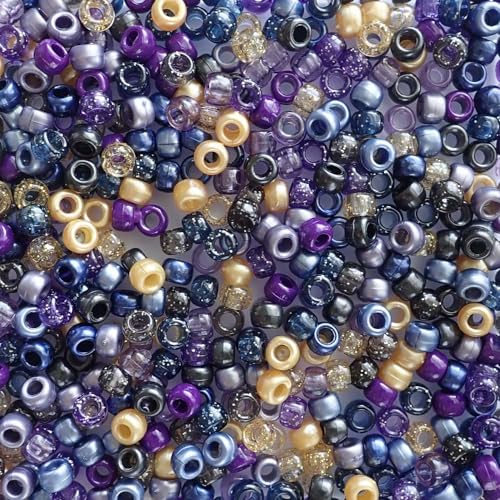 Goldene Mitternachts-Pony-Perlen, hergestellt in den USA, 6 x 9 mm, Kunststoff-Bastelperlen für Banner, Konzert-Festival-Armbänder, Halsketten, Schlüsselanhänger und Schmuck, Kunst und Handwerk, 700 von Bead Bee