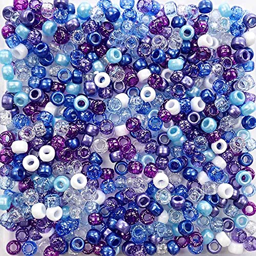 Himmelblaue und violette Pony-Perlen, hergestellt in den USA, Kunststoffperlen für Banner, Konzert-Festival-Armbänder, Halsketten, Schlüsselanhänger und Schmuck, Kunst und Handwerk, Haarflechten von Bead Bee