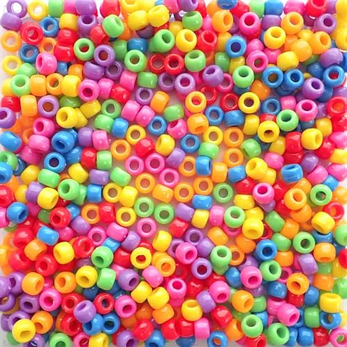 Karnevalsperlen, undurchsichtig, hergestellt in den USA, 6 x 9 mm, Kunststoff-Bastelperlen für Banner, Konzert-Festival-Armbänder, Halsketten, Schlüsselanhänger und Schmuck, Kunst und Handwerk von Bead Bee