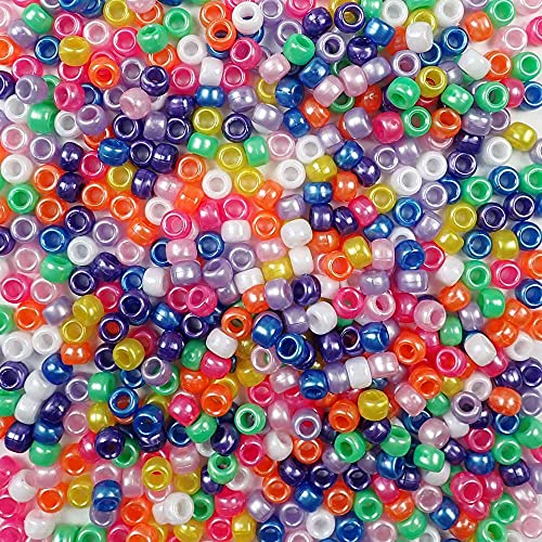 Klassische Perlenmischung, Pony-Perlen, hergestellt in den USA, 6 x 9 mm, Kunststoffperlen für Banner, Konzert-Festival-Armbänder, Halsketten, Schlüsselanhänger und Schmuck, Kunst und Handwerk von Bead Bee