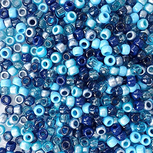 Pacific Blue Mix Pony-Perlen, hergestellt in den USA, 6 x 9 mm, Kunststoffperlen für Banner, Konzert-Festival-Armbänder, Halsketten, Schlüsselanhänger und Schmuck, Haarzöpfe, Kunst und Handwerk, 700 Pacific Blue Mix Pony-Perlen, hergestellt in den USA, 6 x 9 mm, Kunststoffperlen für Banner, Konzert-Festival-Armbänder, Halsketten, Schlüsselanhänger und Schmuck, Haarzöpfe, Kunst und Handwerk, 700 von Bead Bee