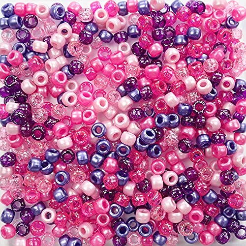 Pony-Perlen, hergestellt in den USA, 6 x 9 mm, Kunststoffperlen für Banner, Konzert-Festival-Armbänder, Halsketten, Schlüsselanhänger und Schmuck, Kunst und Handwerk, Haarflechten, 1000 Perlen von Bead Bee