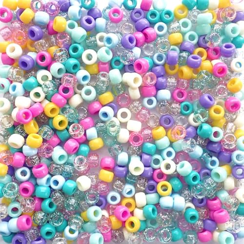 Pool-Party-Mischung, Kunststoff-Pony-Perlen, hergestellt in den USA, 6 x 9 mm, Kunststoff-Bastelperlen für Banner, Konzert-Festival-Armbänder, Halsketten, Schlüsselanhänger und Schmuck, Haarflechten Pool-Party-Mischung, Kunststoff-Pony-Perlen, hergestellt in den USA, 6 x 9 mm, Kunststoff-Bastelperlen für Banner, Konzert-Festival-Armbänder, Halsketten, Schlüsselanhänger und Schmuck, Haarflechten von Bead Bee