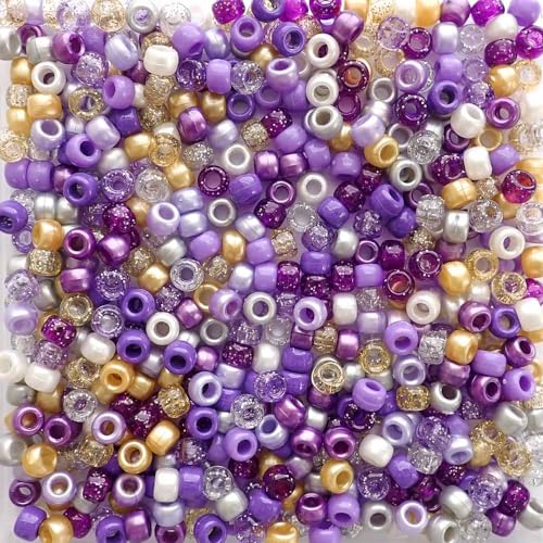 Purple Glamour Mix Pony-Perlen, hergestellt in den USA, 6 x 9 mm, Kunststoff-Bastelperlen für Banner, Konzert-Festival-Armbänder, Halsketten, Schlüsselanhänger und Schmuck, Kunst und Handwerk Purple Glamour Mix Pony-Perlen, hergestellt in den USA, 6 x 9 mm, Kunststoff-Bastelperlen für Banner, Konzert-Festival-Armbänder, Halsketten, Schlüsselanhänger und Schmuck, Kunst und Handwerk von Bead Bee