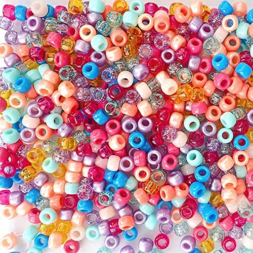 Strandparty-Perlen, hergestellt in den USA, 6 x 9 mm, Kunststoffperlen für Banner, Konzert-Festival-Armbänder, Halsketten, Schlüsselanhänger und Schmuck, Haarflechten, Kunst und Handwerk, 700 Perlen Strandparty-Perlen, hergestellt in den USA, 6 x 9 mm, Kunststoffperlen für Banner, Konzert-Festival-Armbänder, Halsketten, Schlüsselanhänger und Schmuck, Haarflechten, Kunst und Handwerk, 700 Perlen von Bead Bee