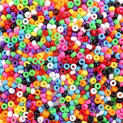 Undurchsichtige mehrfarbige kleine Mini-Pony-Perlen aus Kunststoff zum Basteln, 4 x 7 mm, 3000 Perlen Großpackung von Bead Bee