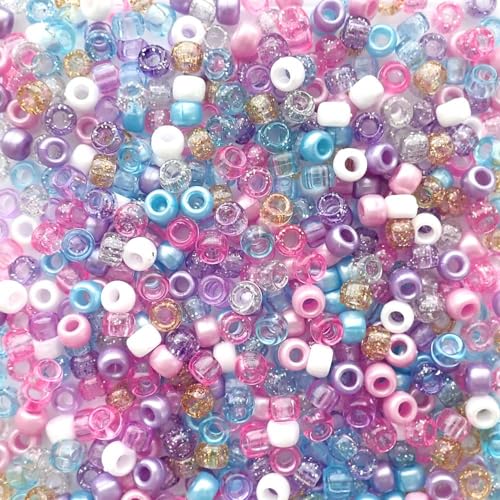 Unicorn Glam Mix Pony-Perlen, hergestellt in den USA, 6 x 9 mm, Kunststoff-Bastelperlen für Banner, Konzert-Festival-Armbänder, Halsketten, Schlüsselanhänger und Schmuck, Haarflechten, Kunst und Unicorn Glam Mix Pony-Perlen, hergestellt in den USA, 6 x 9 mm, Kunststoff-Bastelperlen für Banner, Konzert-Festival-Armbänder, Halsketten, Schlüsselanhänger und Schmuck, Haarflechten, Kunst und von Bead Bee