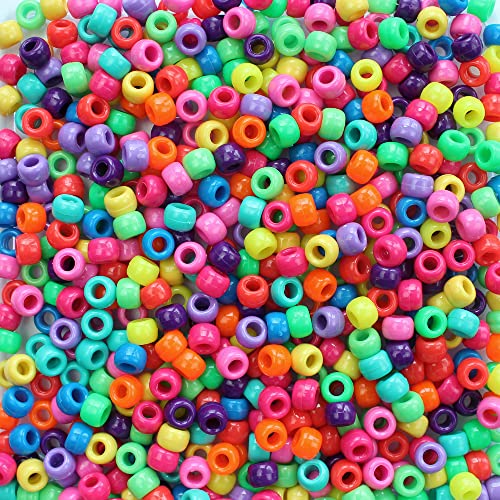 Vivid Rainbow Mix Pony-Perlen, hergestellt in den USA, 6 x 9 mm, Kunststoff-Bastelperlen für Banner, Konzert-Festival-Armbänder, Halsketten, Schlüsselanhänger und Schmuck, Haarflechten, Kunst und Vivid Rainbow Mix Pony-Perlen, hergestellt in den USA, 6 x 9 mm, Kunststoff-Bastelperlen für Banner, Konzert-Festival-Armbänder, Halsketten, Schlüsselanhänger und Schmuck, Haarflechten, Kunst und von Bead Bee
