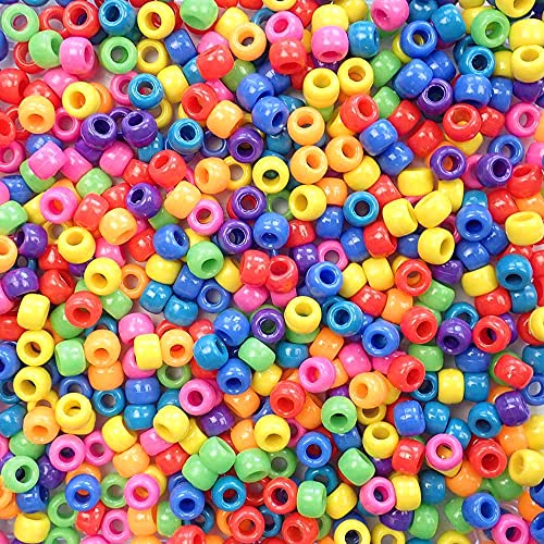 Zirkusperlen, blickdicht, Farbmischung, 6 x 9 mm, hergestellt in den USA, Kunststoff-Bastelperlen für Kunsthandwerk, Haarflechten, Schmuck, Dekorationen, Zubehör, 500 Perlen von Bead Bee