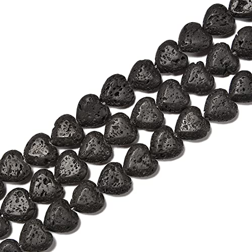 JM Design schwarze Lavastein-Perlen in Herzform, Größe 10 mm, Strang für Schmuckherstellung von Bead Resources Corp.