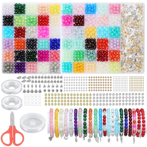 BeadRiver Glasperlen für Schmuckherstellung, 8 mm, Glasperlen für Armbänder, Bastelset für Bastelarbeiten, Geschenke, geeignet für Frauen und Erwachsene, Geburtstagsparty, 2005 Stück BeadRiver Glasperlen für Schmuckherstellung, 8 mm, Glasperlen für Armbänder, Bastelset für Bastelarbeiten, Geschenke, geeignet für Frauen und Erwachsene, Geburtstagsparty, 2005 Stück von BeadRiver