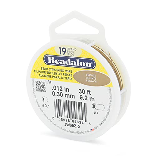 Beadalon 19 Stränge Edelstahldraht zum Auffädeln von Perlen, Edelstahl, Bronze, .18 in / 0.46 mm von Beadalon