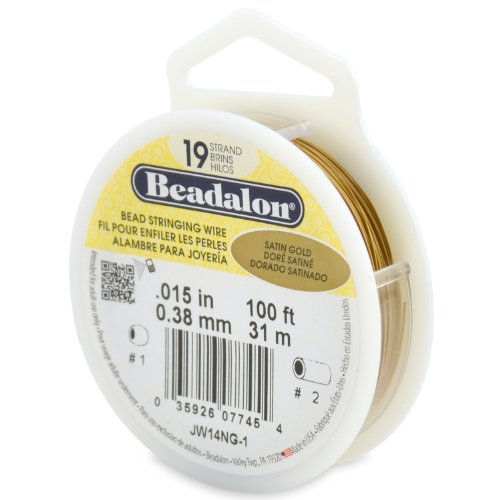 Beadalon Perlendraht, 19 Stränge, 0,015 Zoll, Satin-Gold, 30 m von Beadalon