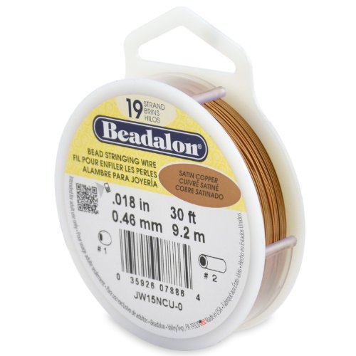 Beadalon 19-strängiger Perlenbespannungsdraht, 0,018 Zoll, Satin-Kupfer, 9 m von Beadalon