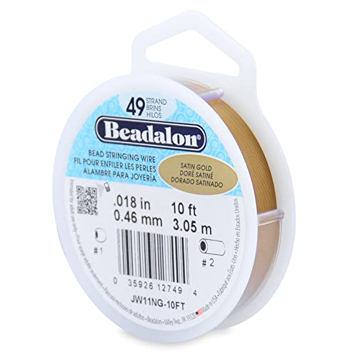 Beadalon 49 Stränge Edelstahl-Perlenbesaitungsdraht, 0,46 mm, Satin-Gold, 3,1 m Beadalon 49 Stränge Edelstahl-Perlenbesaitungsdraht, 0,46 mm, Satin-Gold, 3,1 m von Beadalon