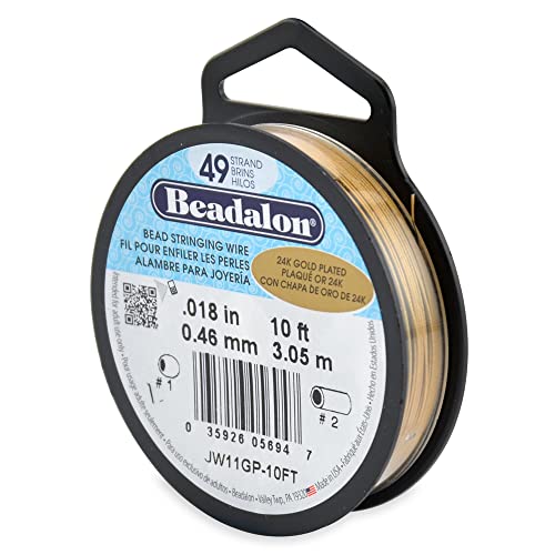 Beadalon 49-Strand Bead Stringing Wire, 0.018-Inch, Gold Plated, 10-Feet by Beadalon von Beadalon