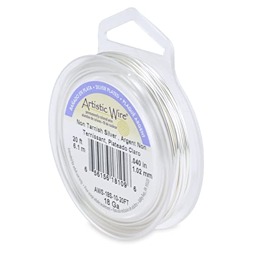 Beadalon Artistic, 18 Gauge Craft Wire, Tarnish Resistant Silver, 20 ft (6.1 m) Basteldraht, Silberfarben von Artistic Wire