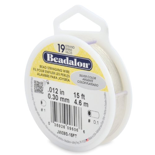 Beadalon Bead Stringing Wire 19-Strand 0.012" (0.31 mm) 15 ft (4.6 m) Silver Color Perlendraht, Silber von Beadalon