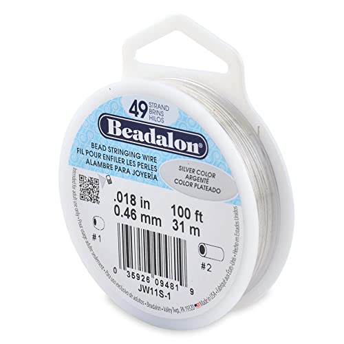 Beadalon Bead Stringing Wire 49-Strand 0.018" (0.46 mm) 100 ft (30.5 m) Silver Color Perlendraht, Silber von Beadalon