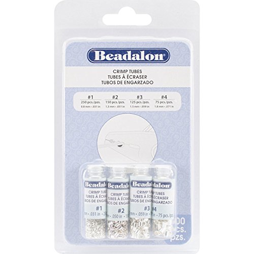 Beadalon Crimp Tubes Variety Pack Sizes 1, 2, 3 & 4 600/Pkg-Silver-Plated von Beadalon