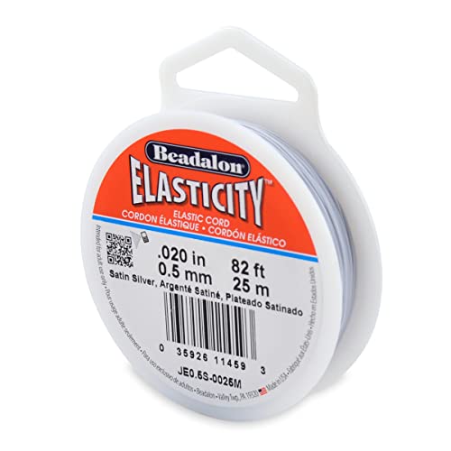 Beadalon Elastizität Elastisches Band, Silber, Satin-Silberfarben, 0.5 mm/25 m von Beadalon