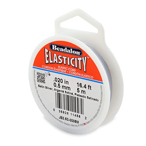 Beadalon Elastizität Perlenschnur, Silber, Satin-Silberfarben, 0.5 mm, 5 von Beadalon